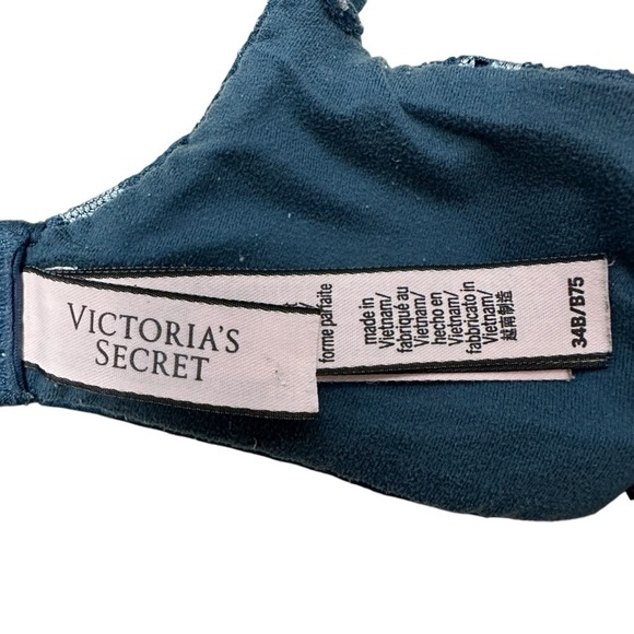 Victoria's Secret Body By Victoria Teal Blue Lace Push Up Bra, 34B - Picture 5 of 7